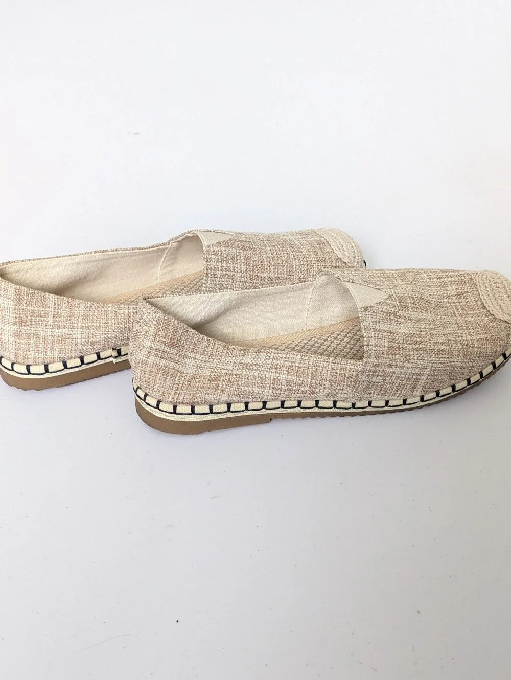 Casual Beige Slip-On Espadrille Flats - Women